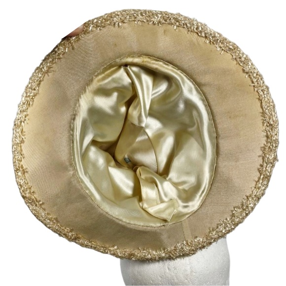 Rare- VTG Dobbs New York Derby Hat with Silver Hat pin & Raffia Trim - Picture 8 of 10